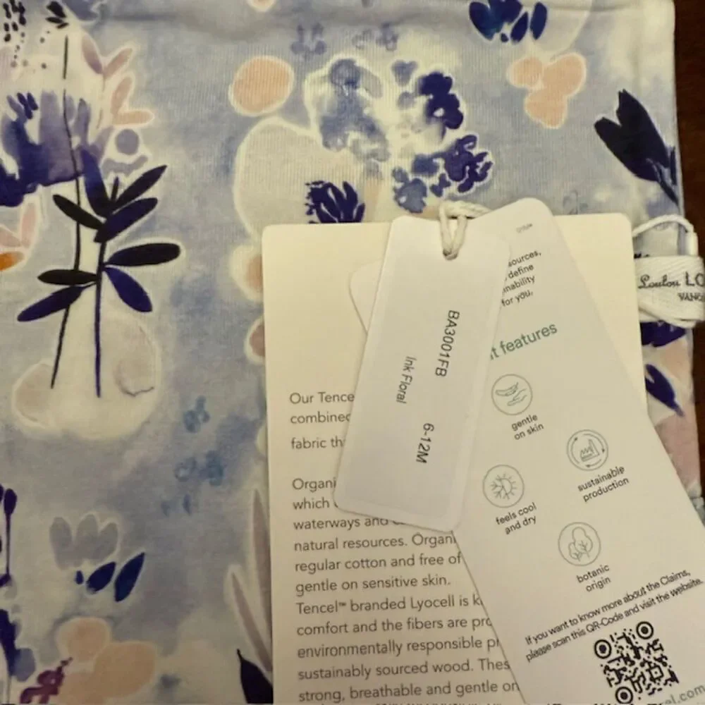 NWT Loulou Lollipop Ruffle Bodysuit in Ink Floral‎ Size 6-12 Months